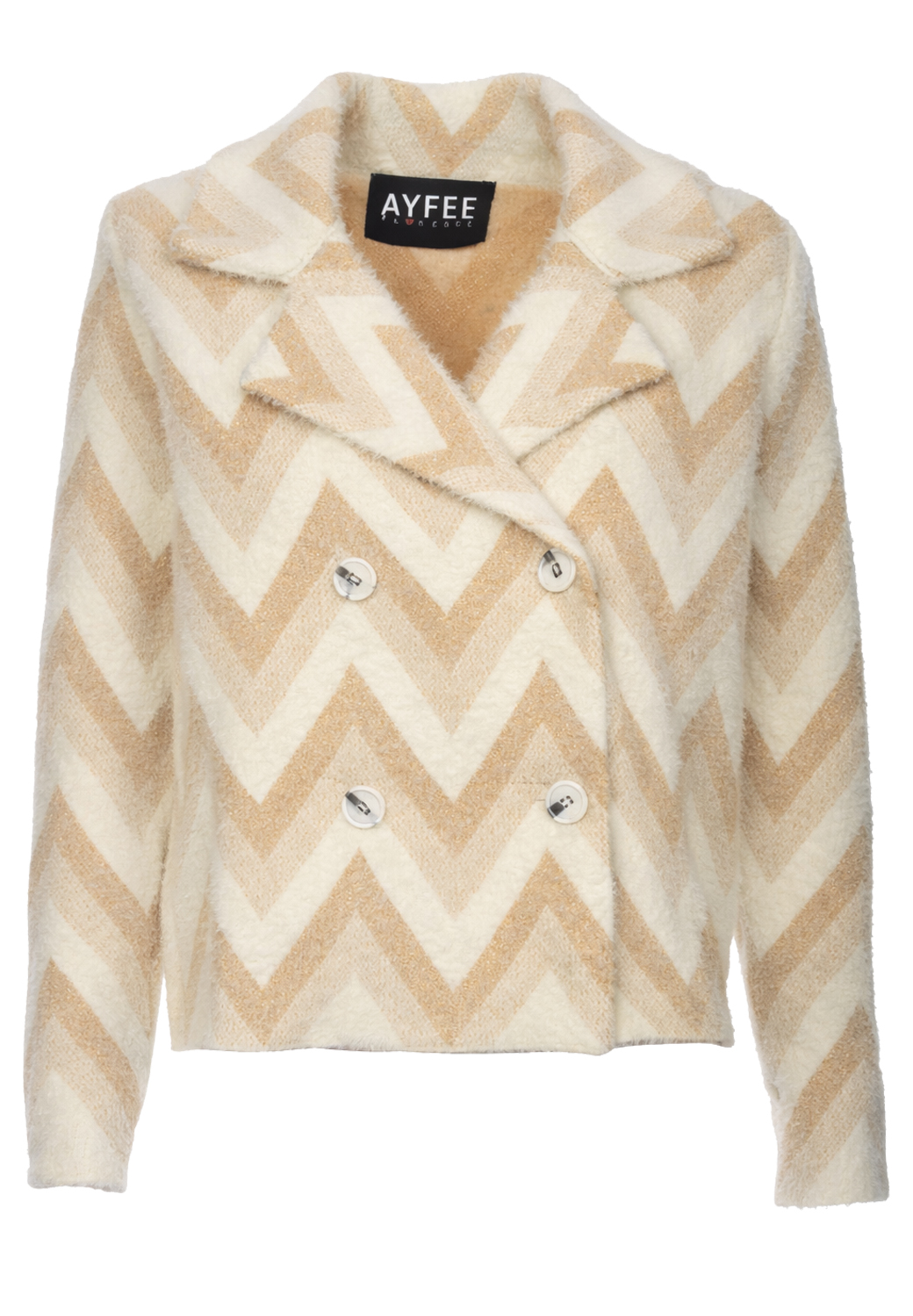 GIACCA CORTA CHEVRON,3 TG,30%PL 60%NY 10%MF, MADE IN PRC                  - BEIGE